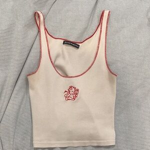 Brandy Melville Cream Crop Top with Red Trim